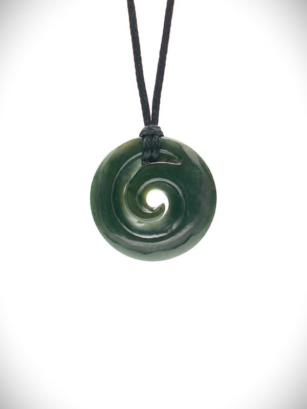 Moko Pounamu Koru NZ Genuine Kawakawa Greenstone - Motuoruhi