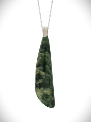 Moko Pounamu Roimata (Drop) NZ Genuine Marsden Flower Pounamu & Sterling Silver - Karamu Moko Pounamu Roimata (Drop) NZ Genuine Marsden Flower Pounamu & Sterling Silver - Karamu