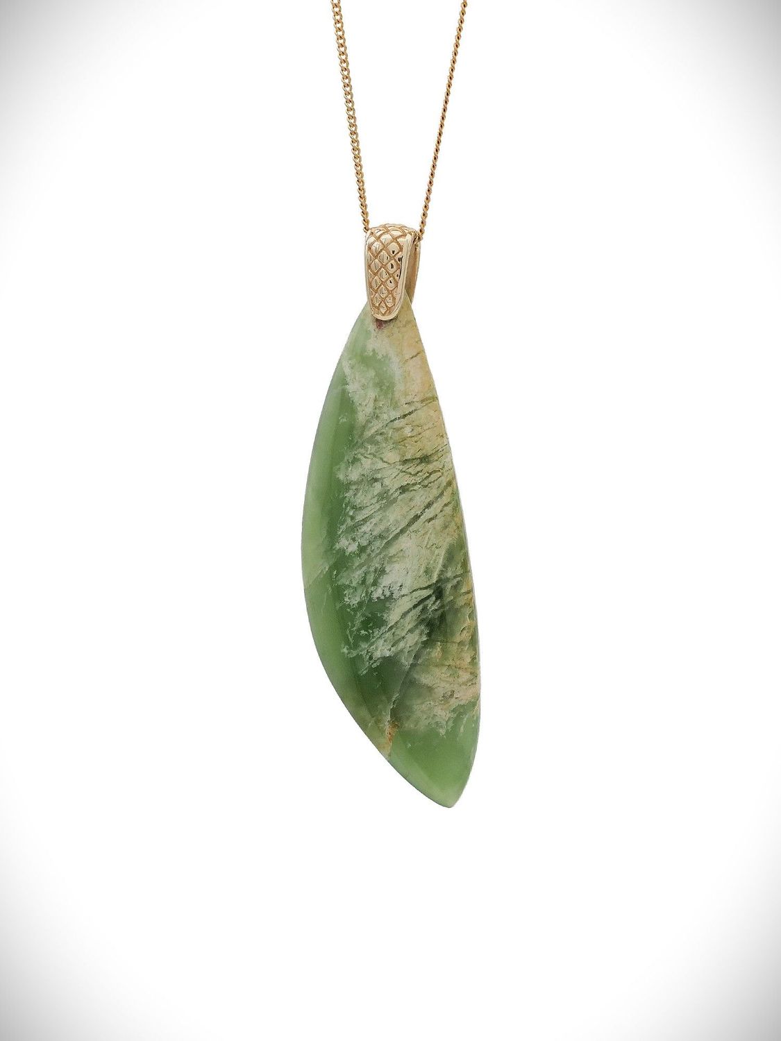 Moko Pounamu Roimata (Teardrop) NZ Genuine Kahurangi Flower Greenstone & 9ct Gold - Pukorokoro