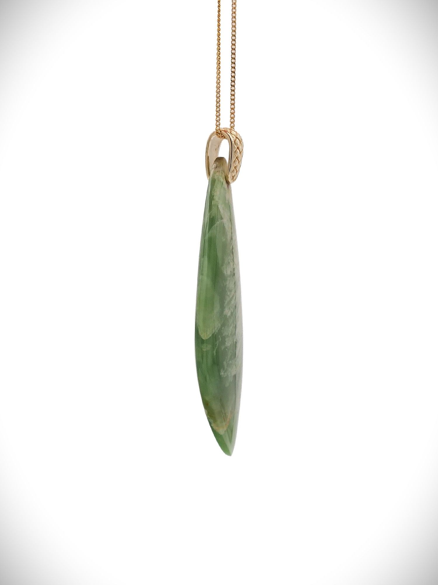Moko Pounamu Roimata (Teardrop) NZ Genuine Kahurangi Flower Greenstone & 9ct Gold - Pukorokoro