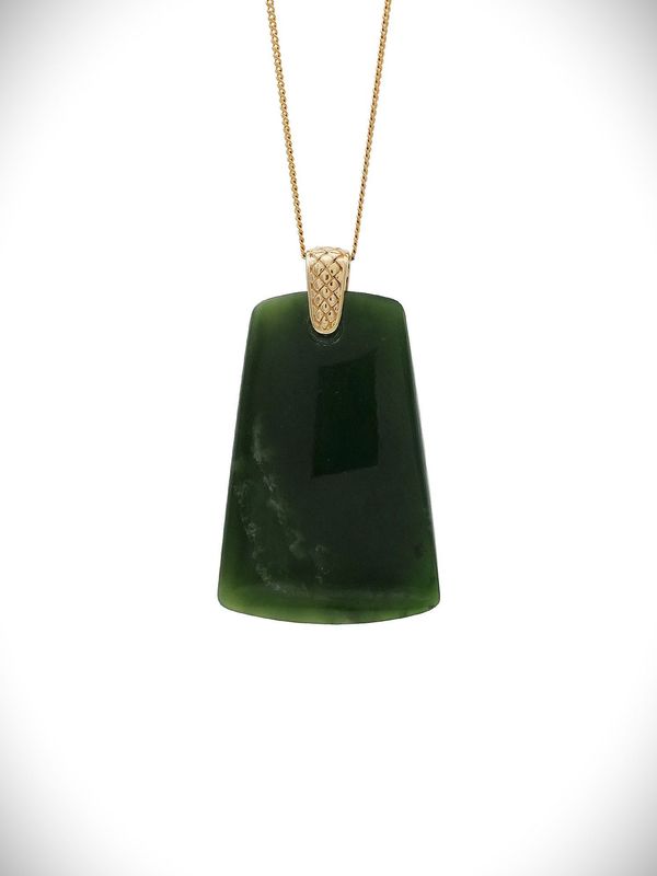 Moko Pounamu Toki NZ Genuine Kawakawa Greenstone 9ct Gold - Kaiwharawhara