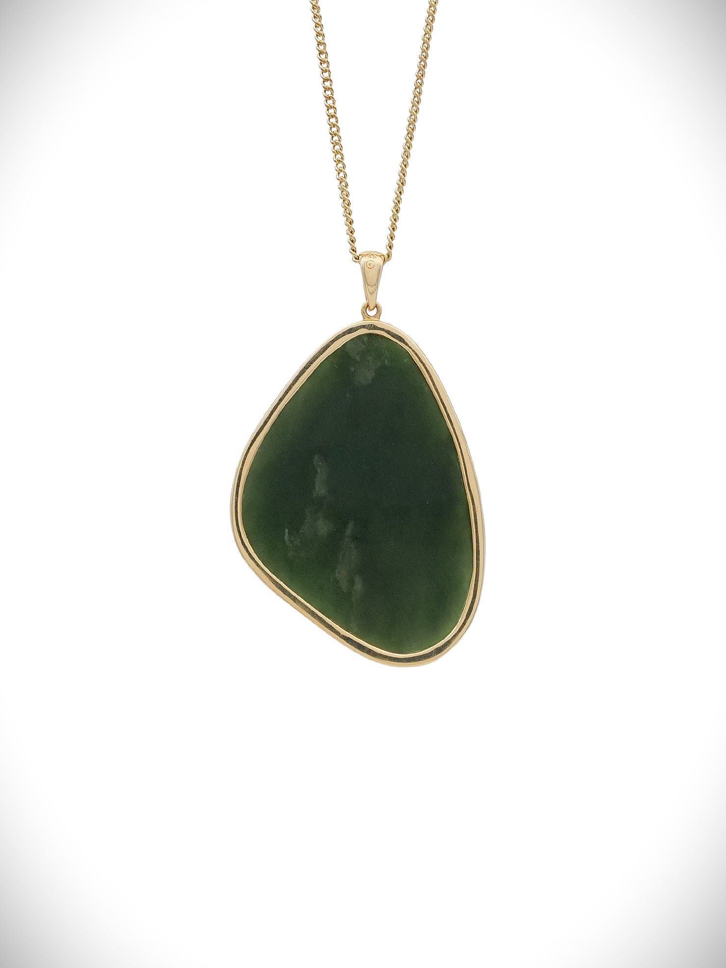 Moko Pounamu Kawakawa Greenstone, 14ct Gold Pendant - Kaiaua