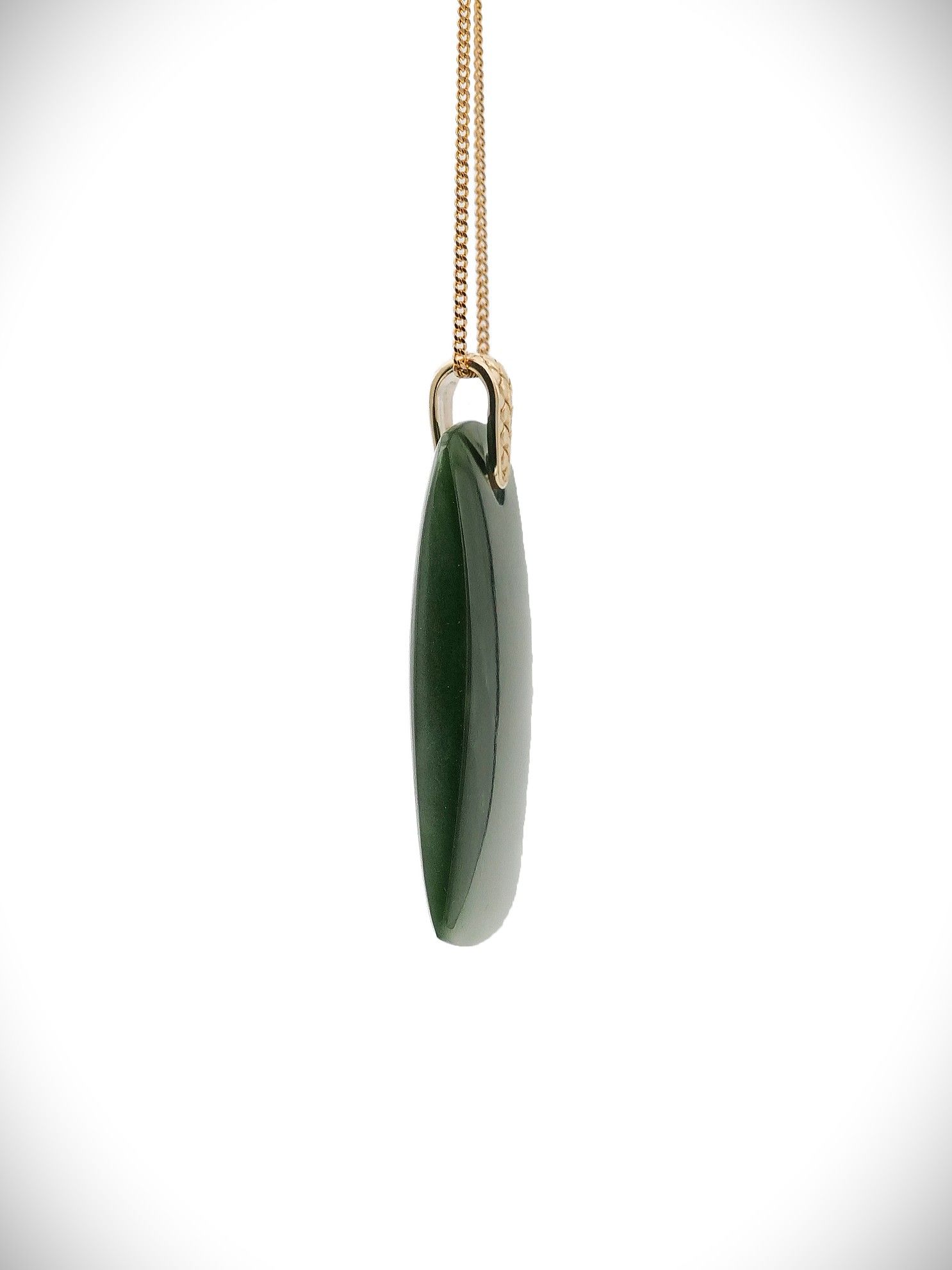 Moko Pounamu Toki NZ Genuine Kawakawa Greenstone, 9ct Gold - Kaiwharawhara