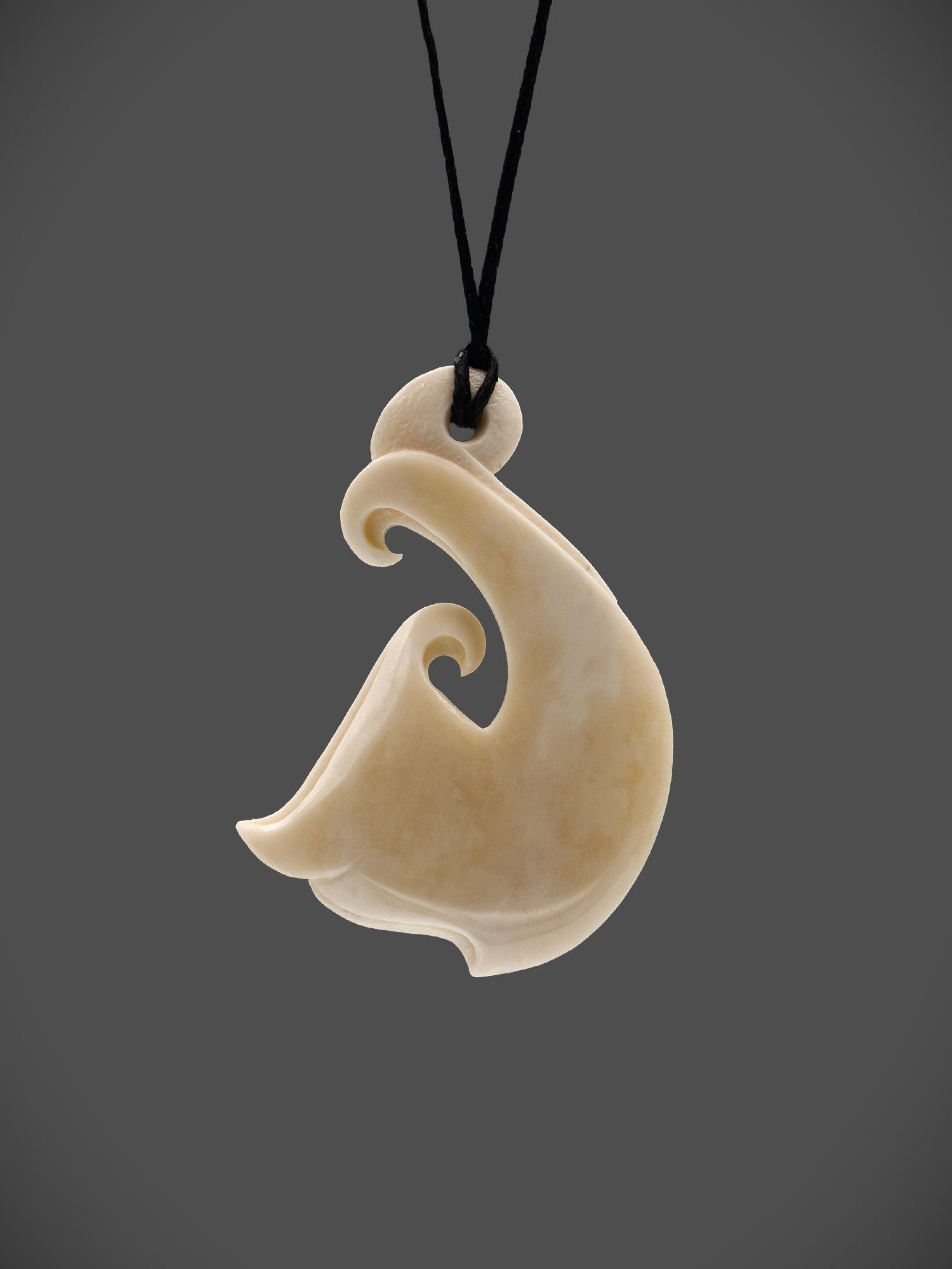 Moko Pounamu Hei Matau (Hook) Bone Carving - Matiri
