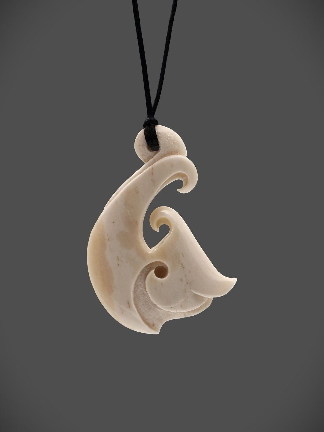 Moko Pounamu Hei Matau (Hook) Bone Carving - Matiri Moko Pounamu Hei Matau (Hook) Bone Carving - Matiri