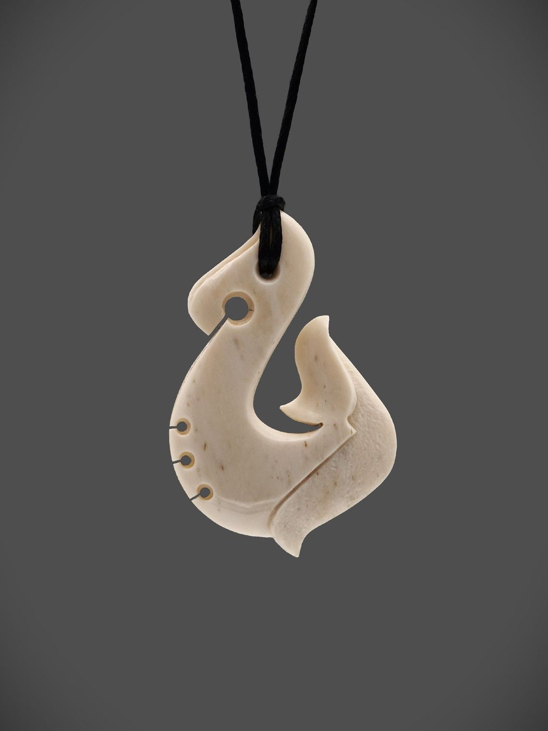 Moko Pounamu Hei Matau (Hook) Bone Carving - Karamea Moko Pounamu Hei Matau (Hook) Bone Carving - Karamea