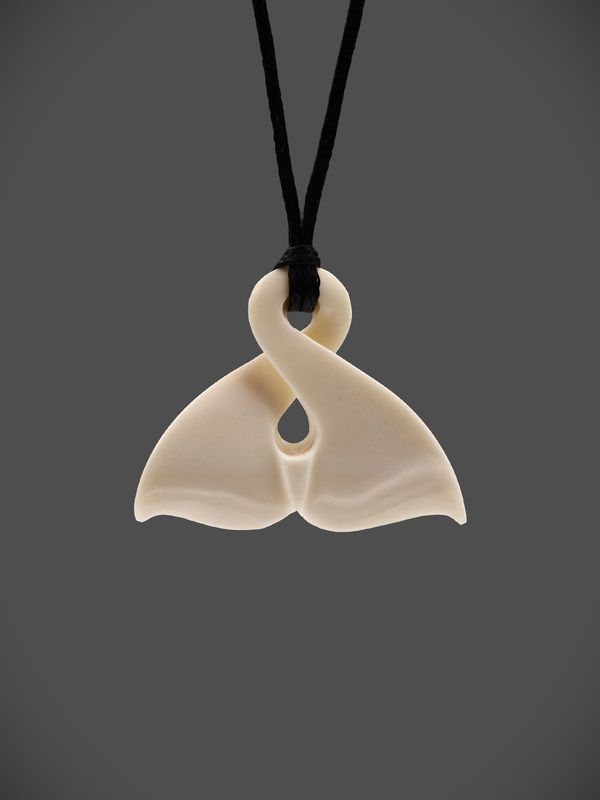 Moko Pounamu Pikorua Whale Tail Bone Carving - Omihi