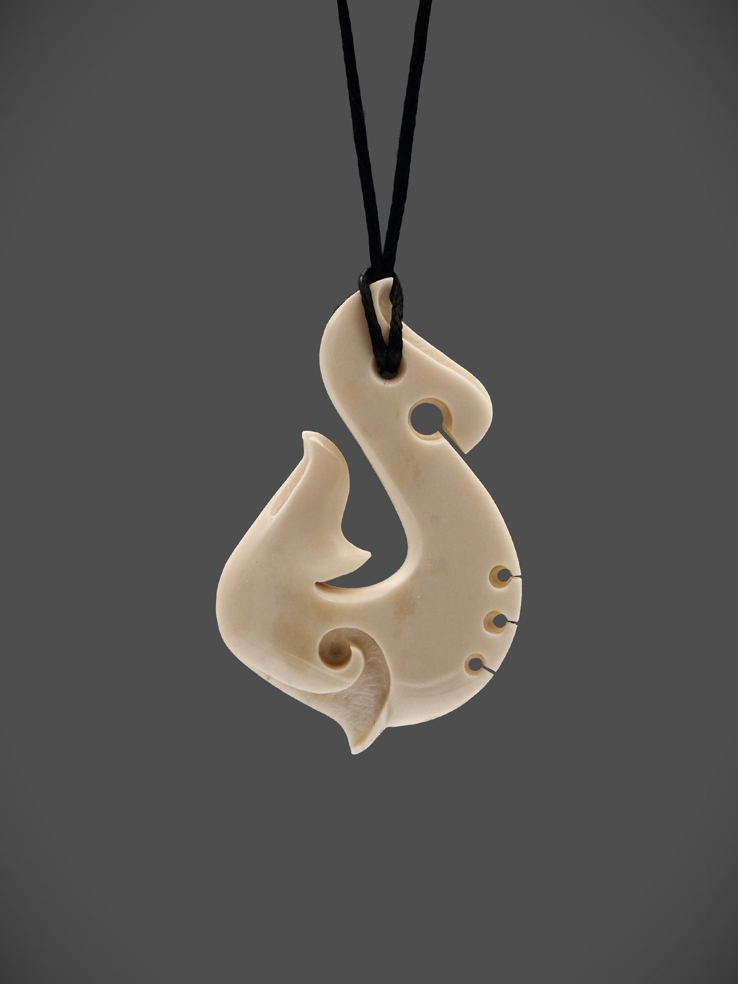 Moko Pounamu Hei Matau (Hook) Bone Carving - Karamea