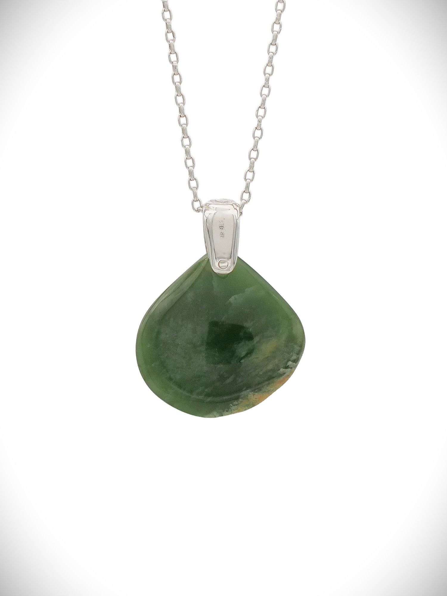 Moko Pounamu Roimata (Drop) NZ Genuine Marsden Flower Pounamu & Sterling Silver - Wharepoa