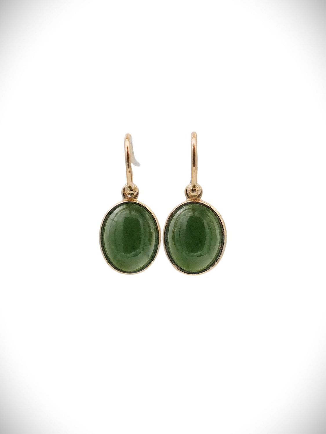 Moko Pounamu NZ Kawakawa Greenstone & 9ct Gold Earrings - Karaka
