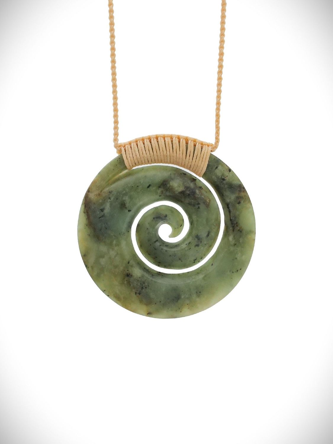 Moko Pounamu Koru NZ Genuine Inanga Flower Greenstone - Hokio