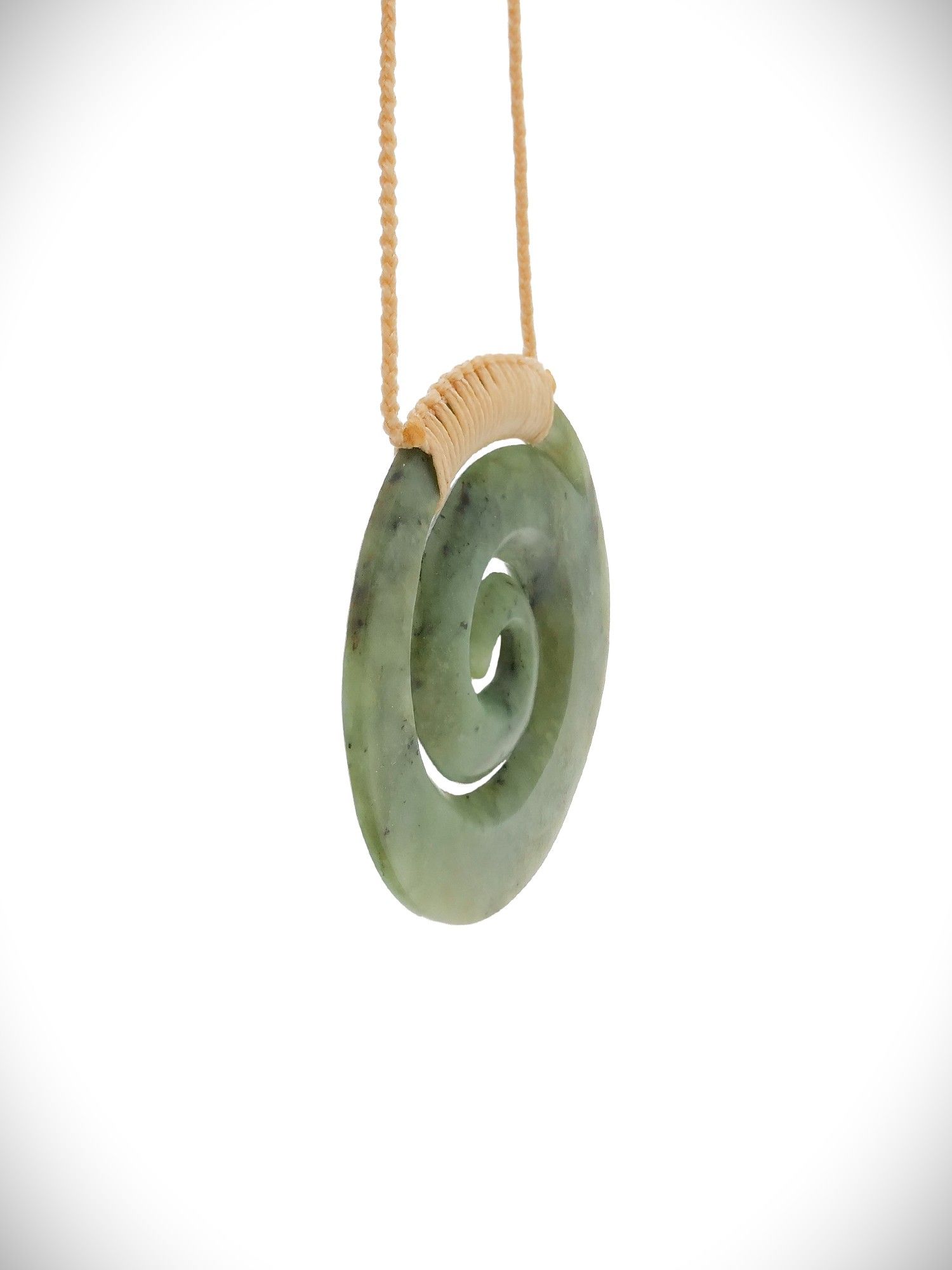 Moko Pounamu Koru NZ Genuine Inanga Flower Greenstone - Hokio