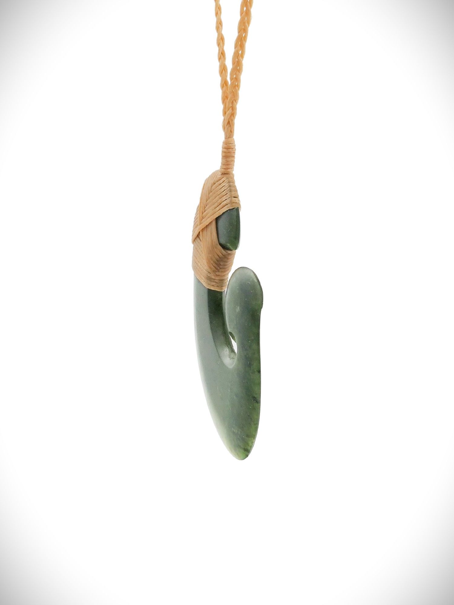 Moko Pounamu Hei Matau (Hook) NZ Genuine Kawakawa Greenstone - Kuku