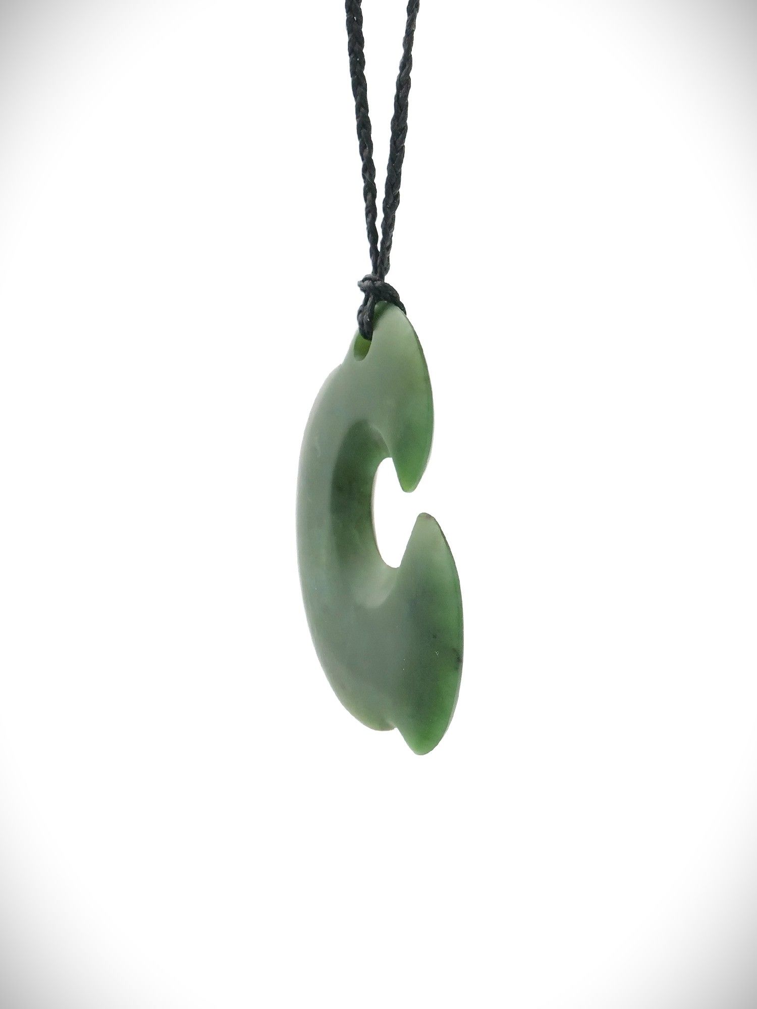 Moko Pounamu Hei Matau (Hook) NZ Genuine Kawakawa Greenstone - Ohau