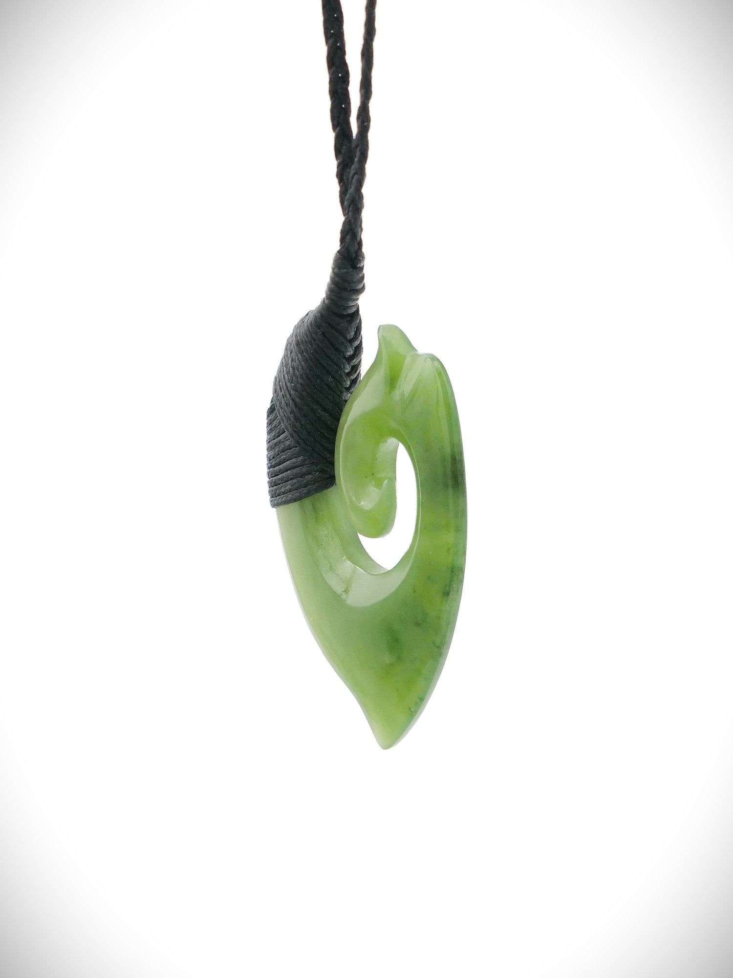 Moko Pounamu Hei Matau (Hook) NZ Genuine Kahurangi Greenstone - Muhunoa