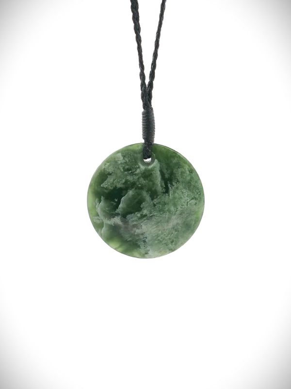 Moko Pounamu Porohita (Disc) NZ Genuine Kahotea Greenstone - Waikawa Moko Pounamu Porohita (Disc) NZ Genuine Kahotea Greenstone - Waikawa