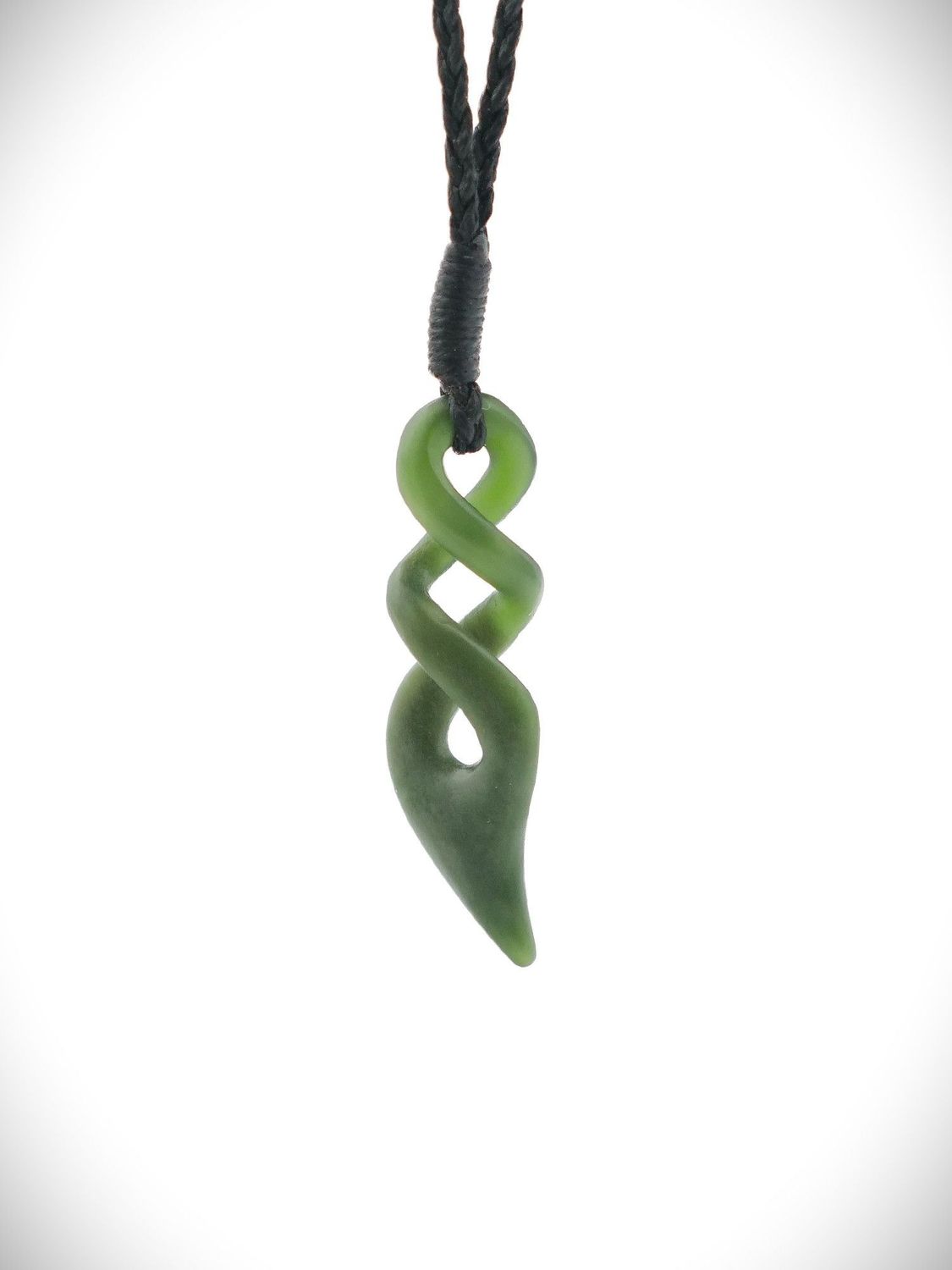 Moko Pounamu Double Pikorua (Twist) NZ Genuine Kawakawa Greenstone - Poutu