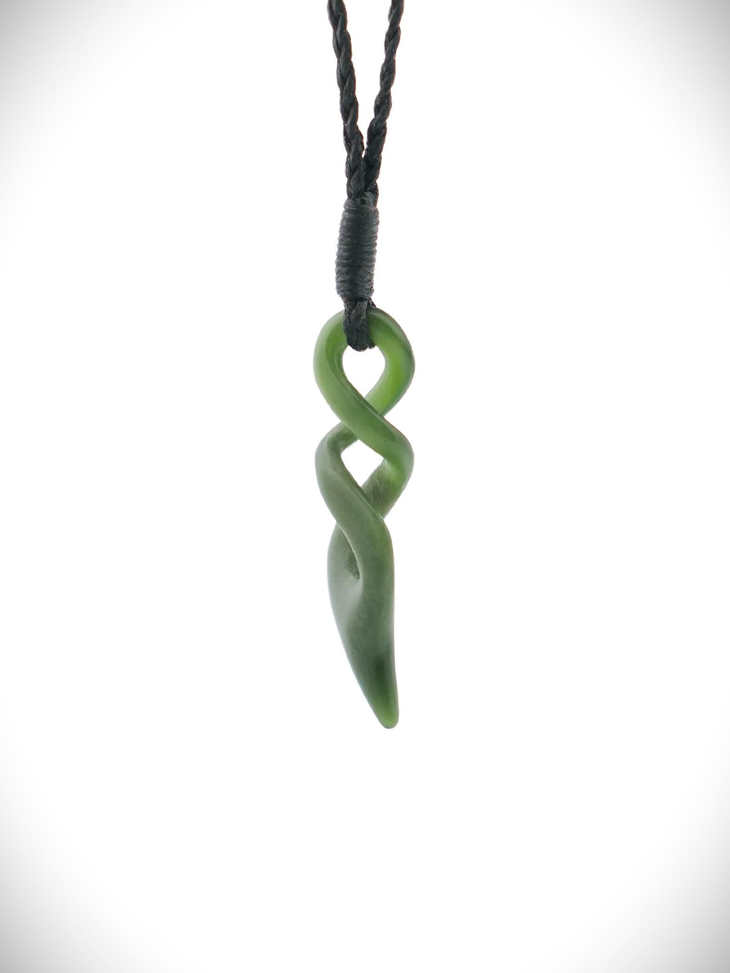 Moko Pounamu Double Pikorua (Twist) NZ Genuine Kawakawa Greenstone - Poutu