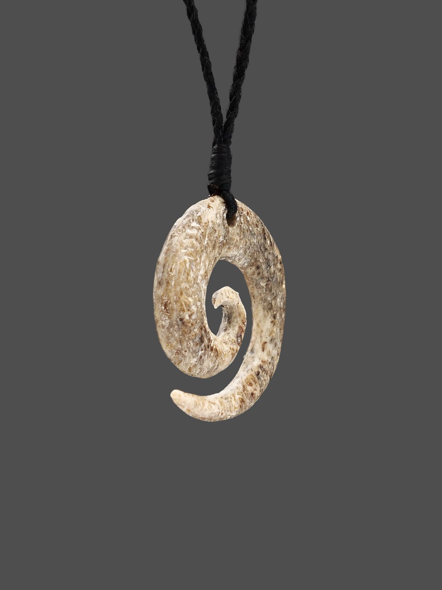 Moko Pounamu Koru Whale Bone Carving - Waiouru