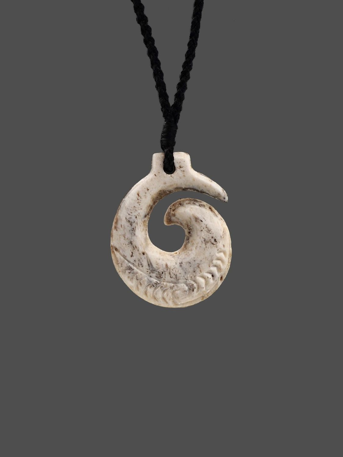 Moko Pounamu Koru Whale Bone Carving - Kohuora