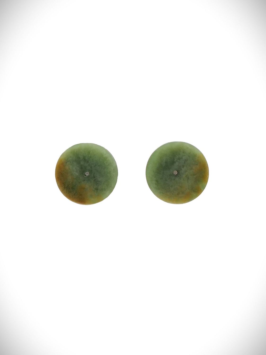 Moko Pounamu Genuine NZ Marsden Flower Greenstone & Sterling Silver Disc Stud Earrings - Kaimiro