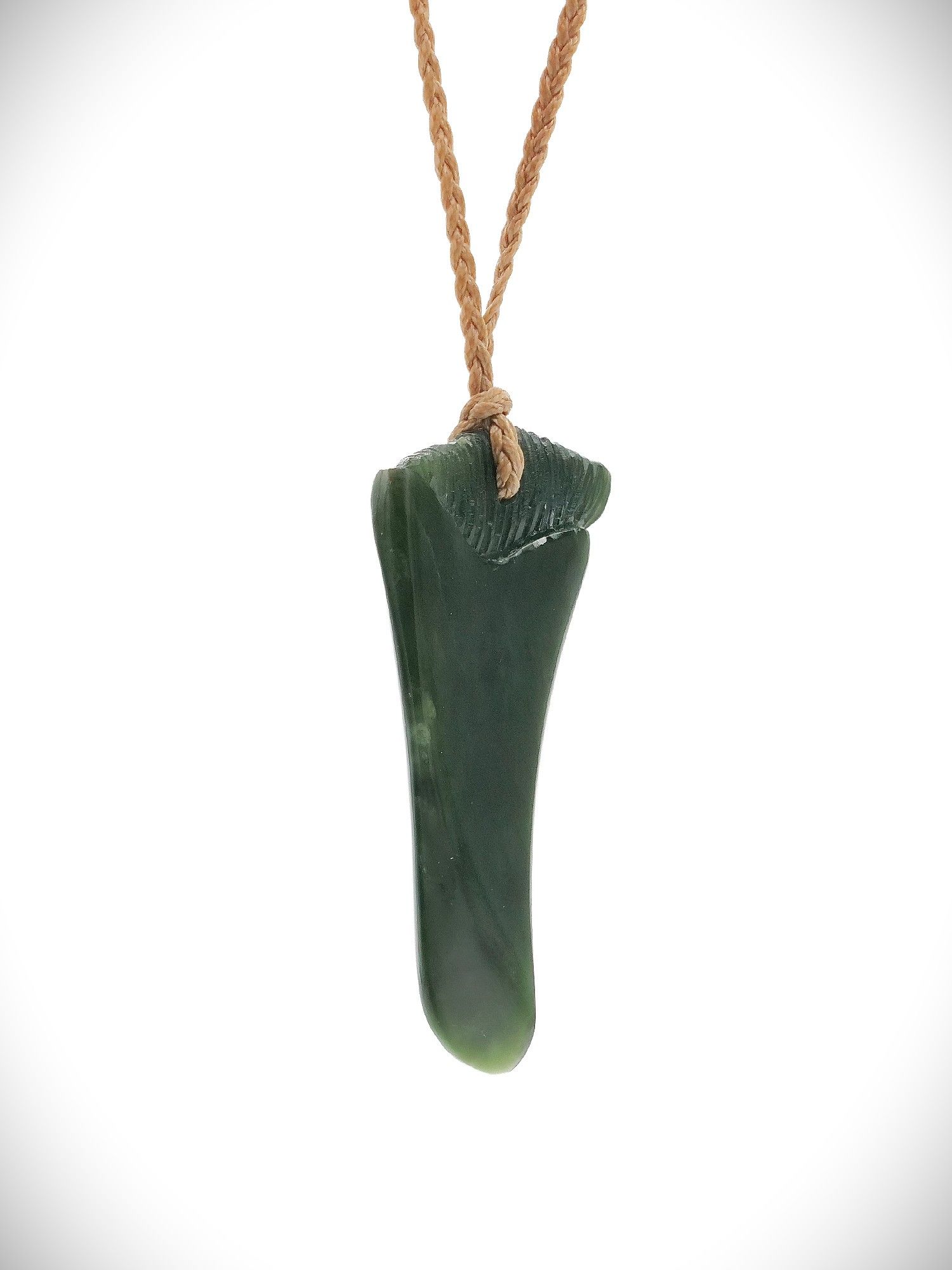 Moko Pounamu Mako Mau (Shark Tooth) Genuine NZ Kawakawa Pounamu Greenstone - Te Haruhi