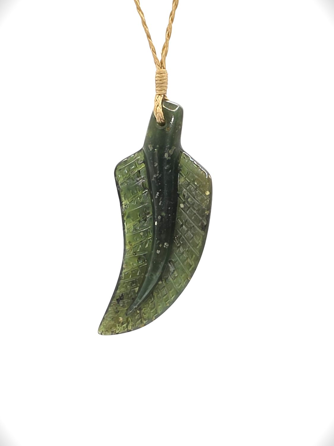 Moko Pounamu Fern Leaf Genuine NZ Kawakawa Greenstone - Kakariki
