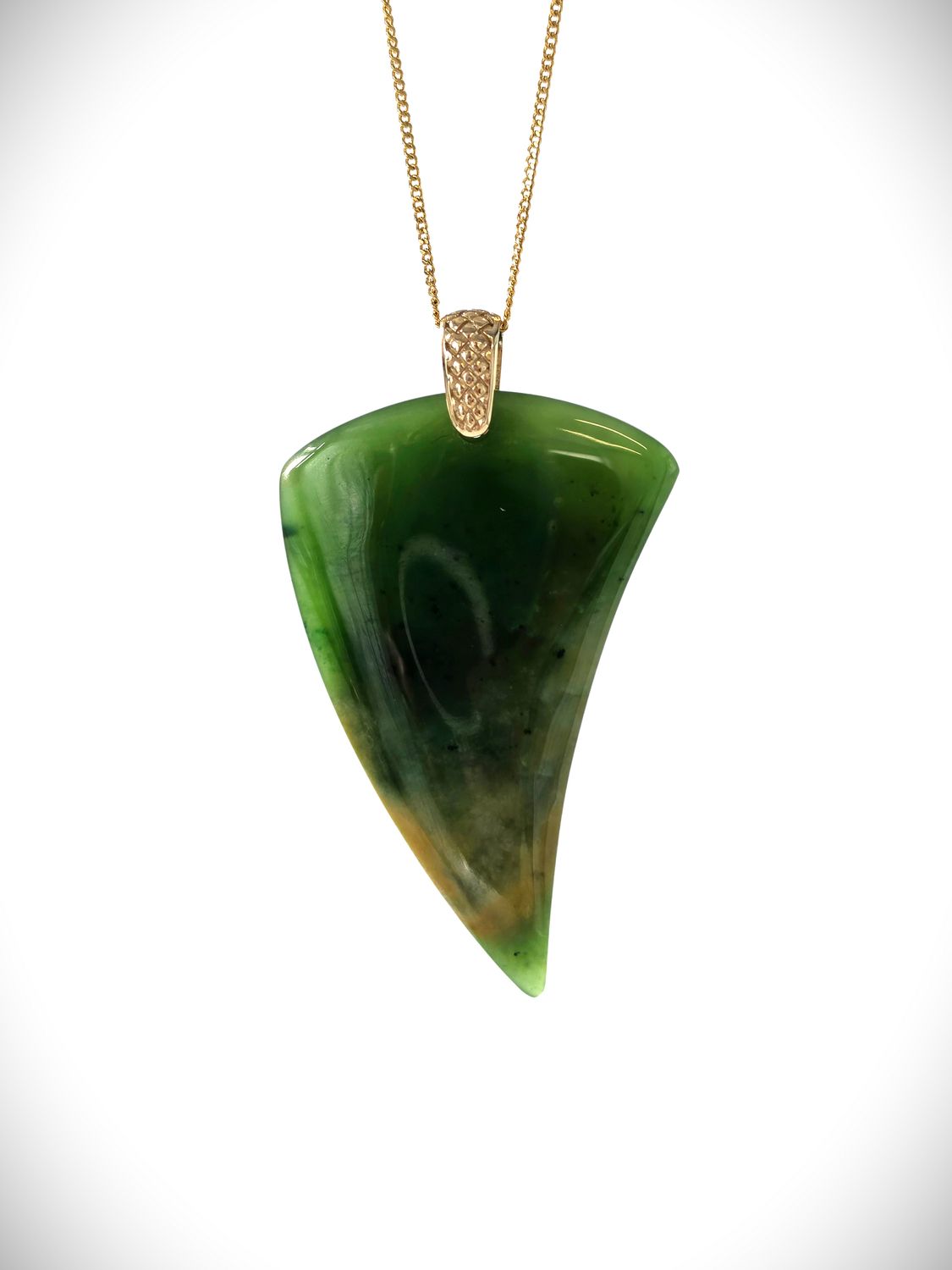 Moko Pounamu Rei Niho NZ Genuine Kahurangi Pounamu & 9ct Gold 19288 Moko Pounamu Rei Niho NZ Genuine Kahurangi Pounamu & 9ct Gold 19288
