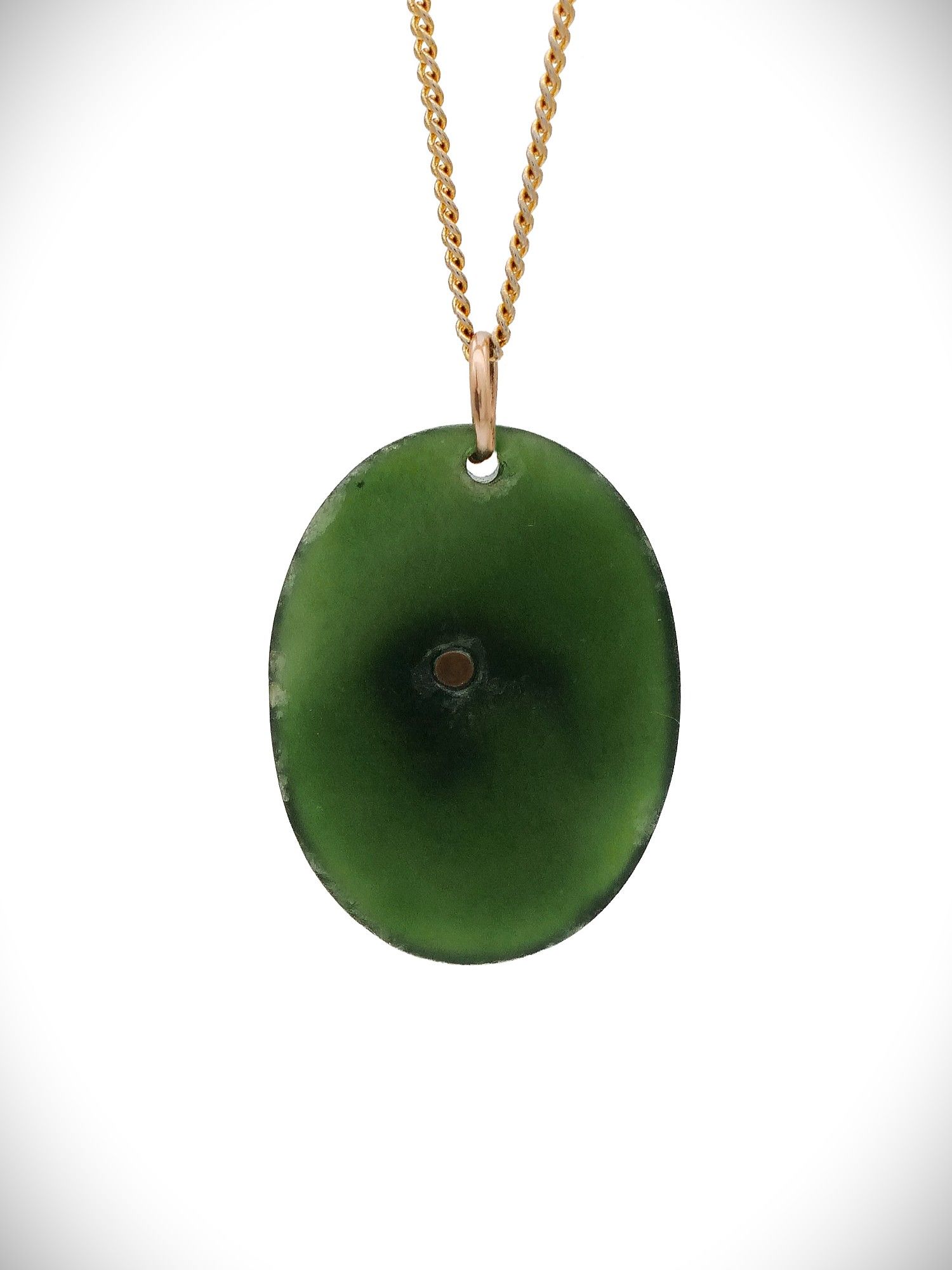 Moko Pounamu Genuine NZ Kahurangi Greenstone & 9ct Gold Pendant - Matakana