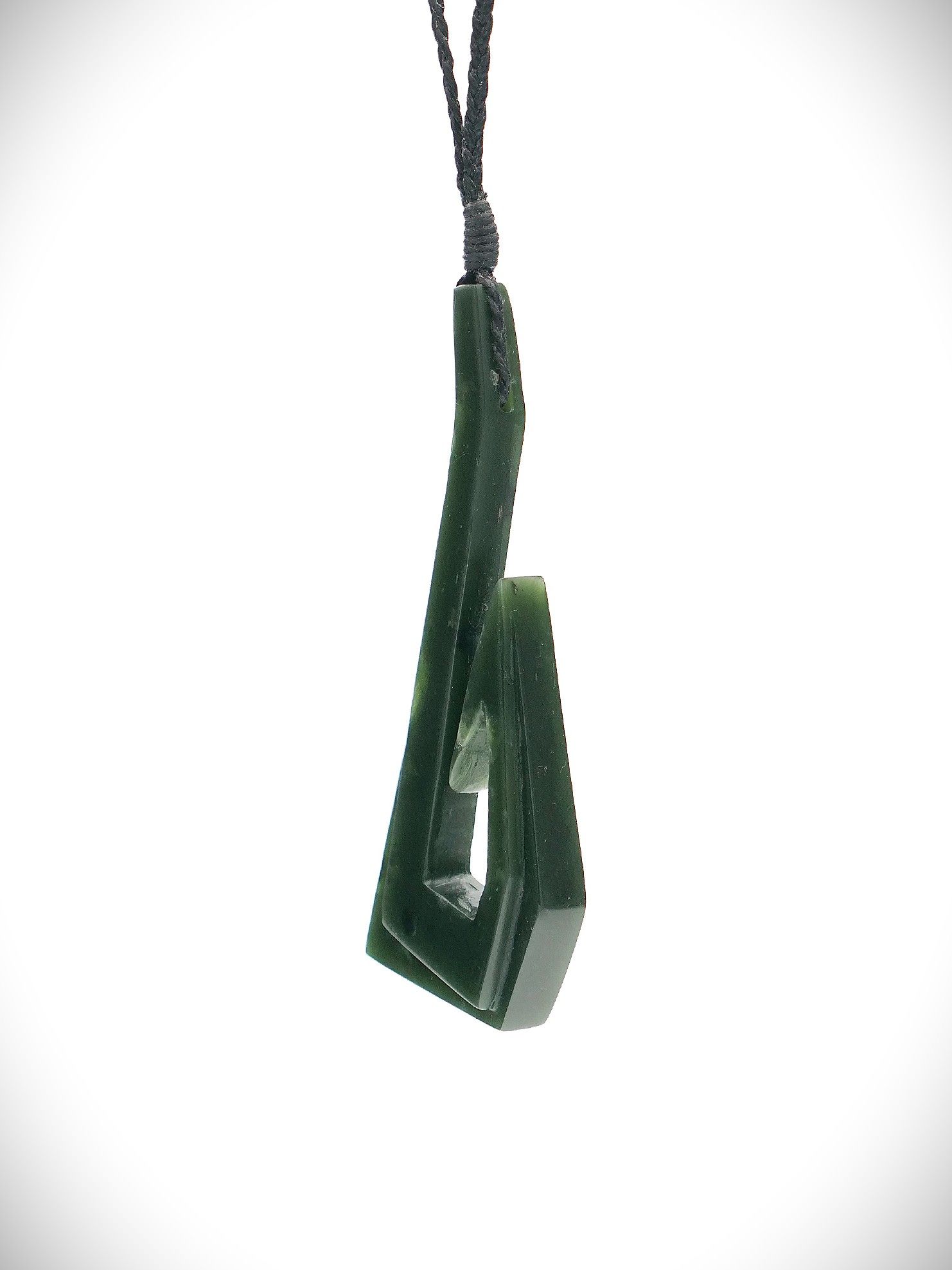 Moko Pounamu Hei Matau (Hook) NZ Genuine Kawakawa Greenstone - Whangarei