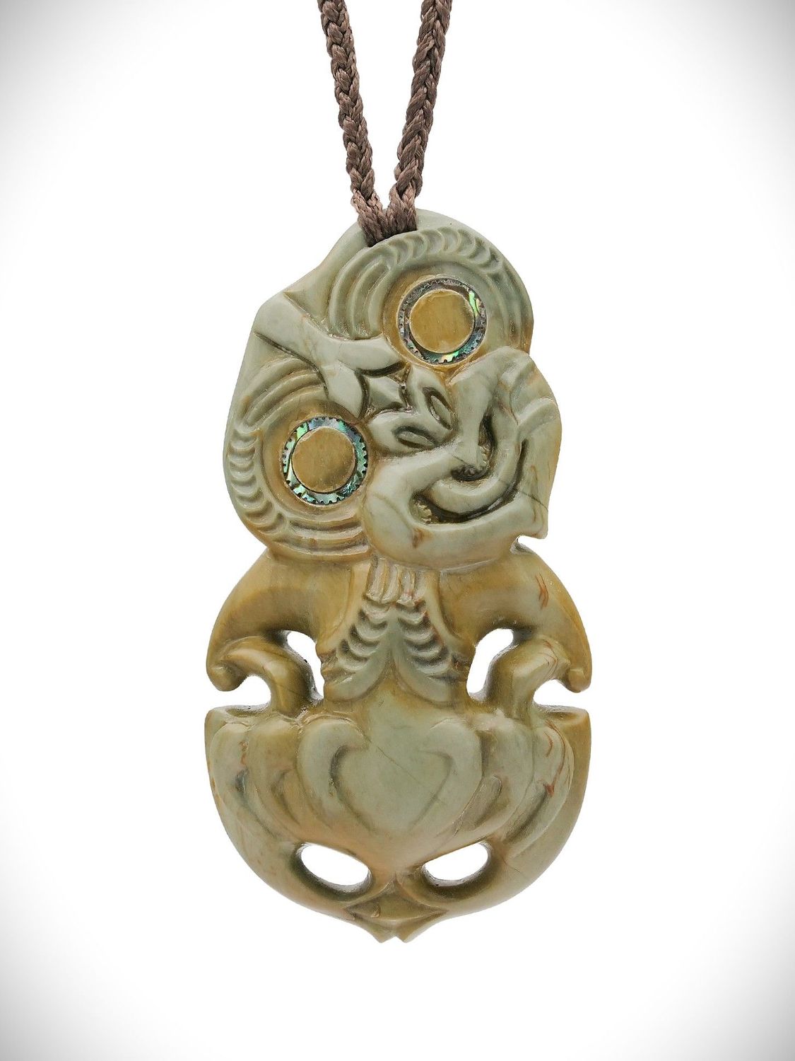 Moko Pounamu Hei Tiki NZ Genuine Inanga Greenstone - Mangonui