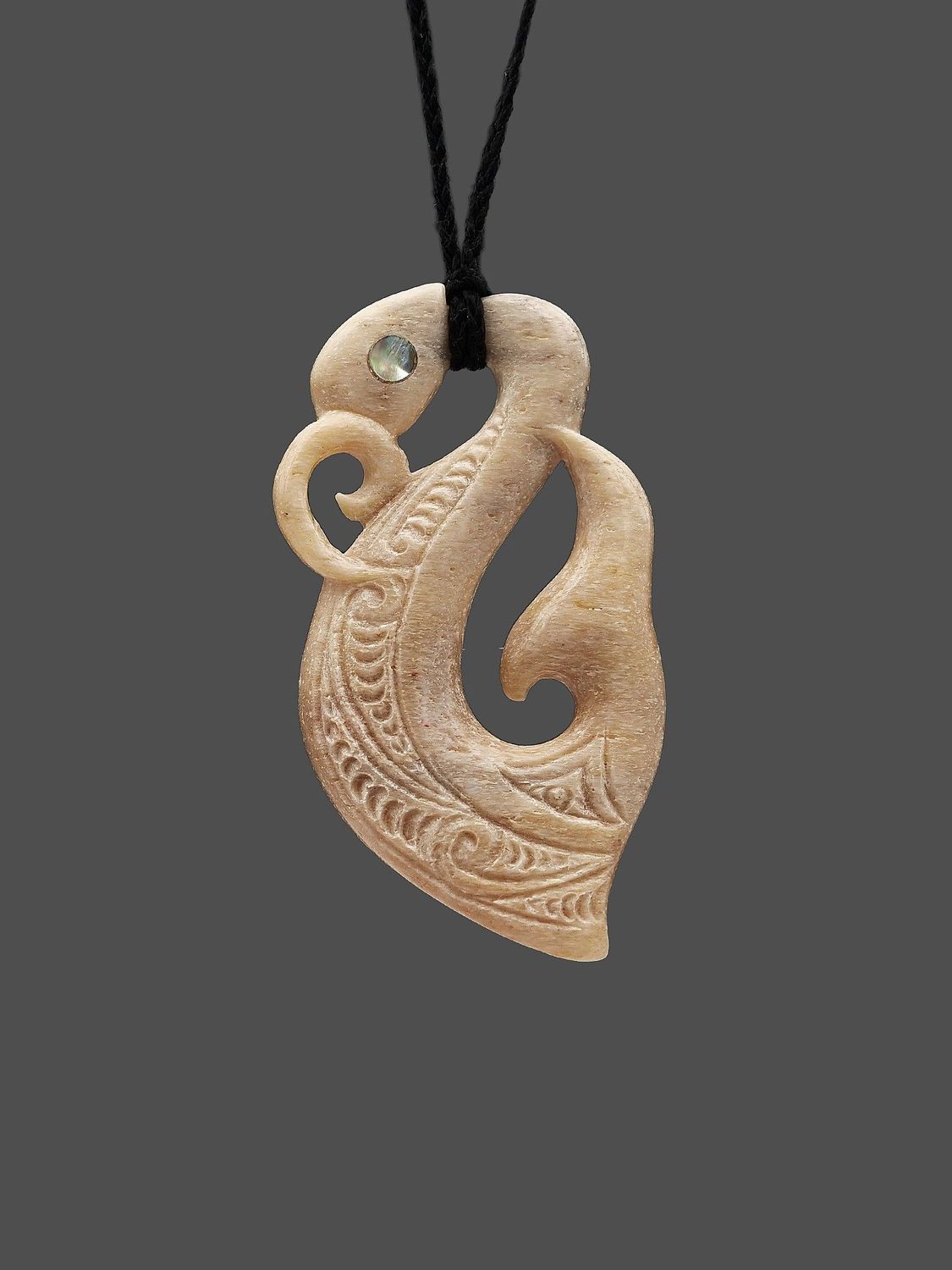 Moko Pounamu Manaia Genuine Whale Bone Carving - Hikurangi Moko Pounamu Manaia Genuine Whale Bone Carving - Hikurangi