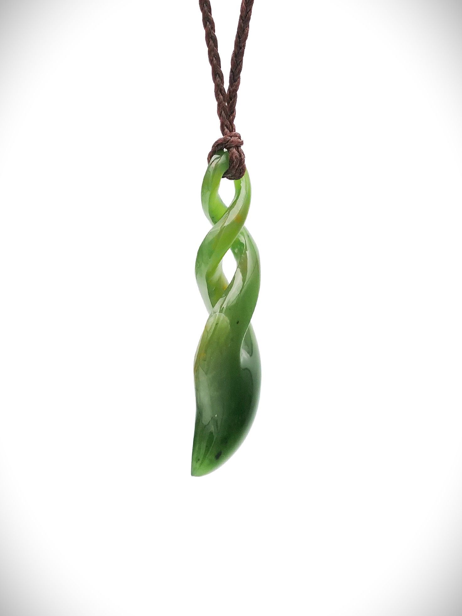 Moko Pounamu Double Pikorua (Twist) Genuine NZ Kahurangi Flower Greenstone - Toa