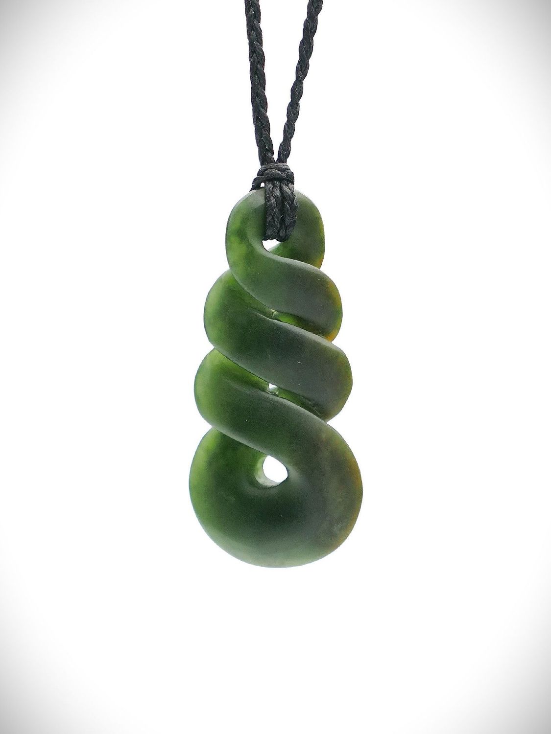 Moko Pounamu Double Pikorua (Twist) NZ Genuine Kawakawa Greenstone - Tahoraiti Moko Pounamu Double Pikorua (Twist) NZ Genuine Kawakawa Greenstone - Tahoraiti