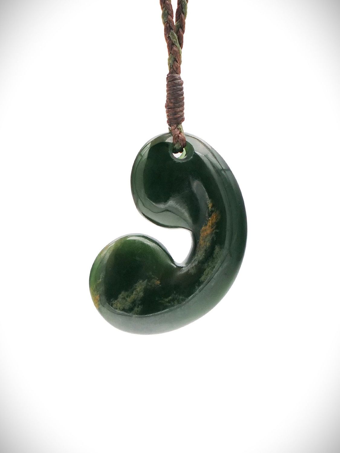 Moko Pounamu Contemporary Piko Design NZ Genuine Kawakawa Flower Greenstone - Herepo