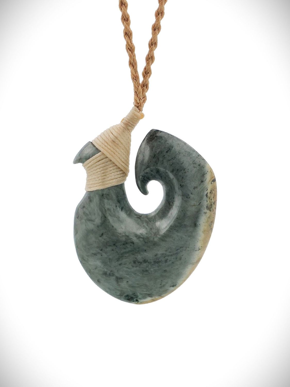 Moko Pounamu Hei Matau NZ Genuine Inanga (Nelson) Te Tau Ihu Greenstone - Koutuwai Moko Pounamu Hei Matau NZ Genuine Inanga (Nelson) Te Tau Ihu Greenstone - Koutuwai