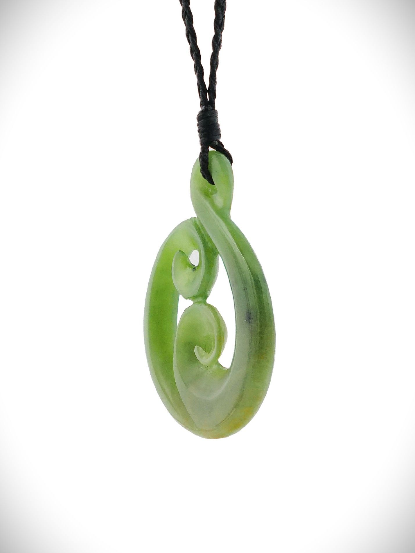 Moko Pounamu Double Koru Genuine NZ Kahurangi Flower Greenstone - Kaharoa