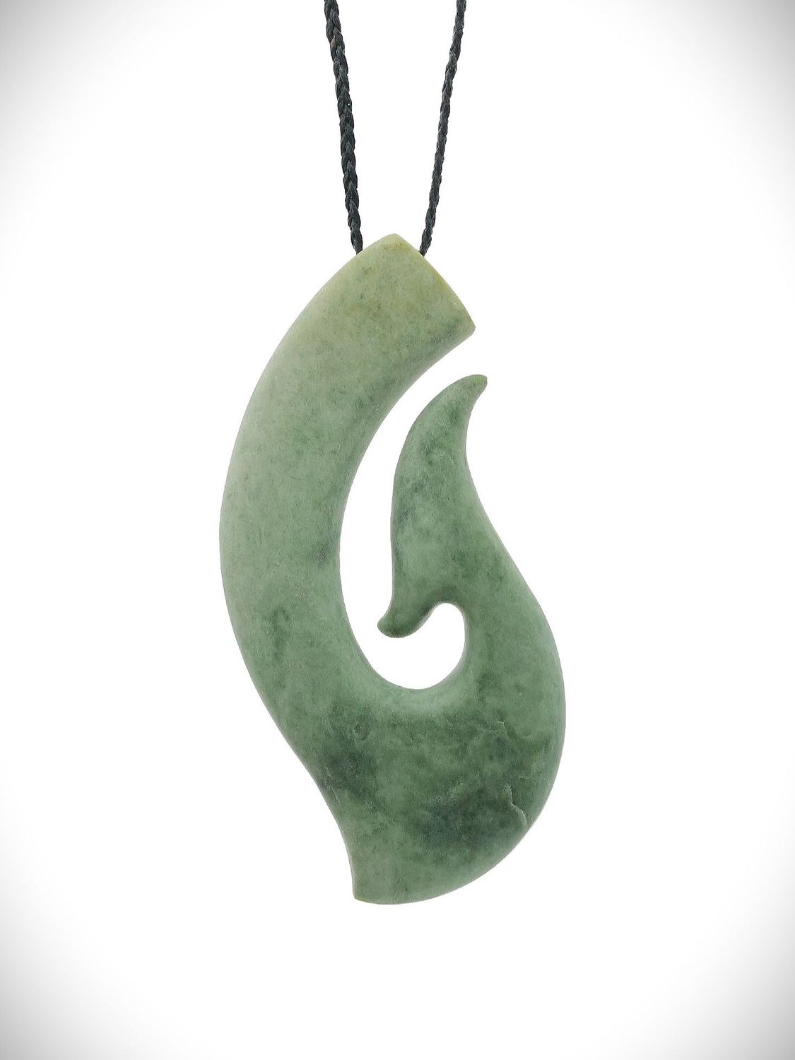 Moko Pounamu Hei Matau (Hook) NZ Genuine Auhunga Greenstone - Otangaroa