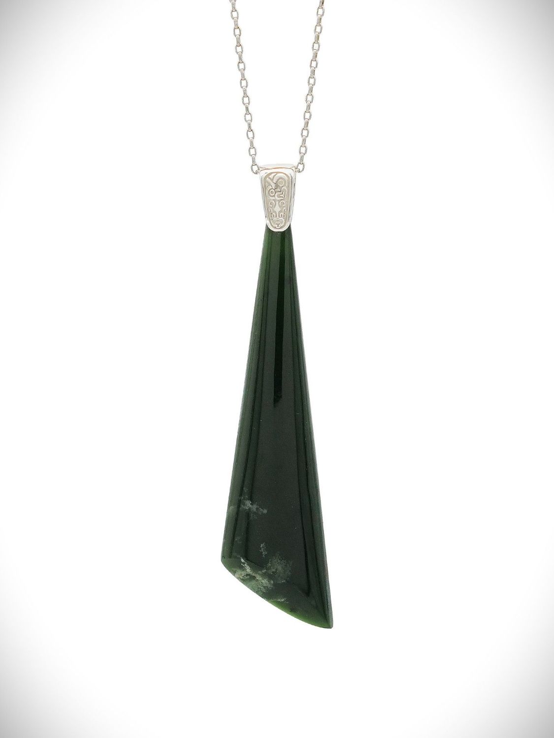 Moko Pounamu Toki Genuine NZ Kawakawa Flower Greenstone & Sterling Silver - Hukatere Moko Pounamu Toki Genuine NZ Kawakawa Flower Greenstone & Sterling Silver - Hukatere