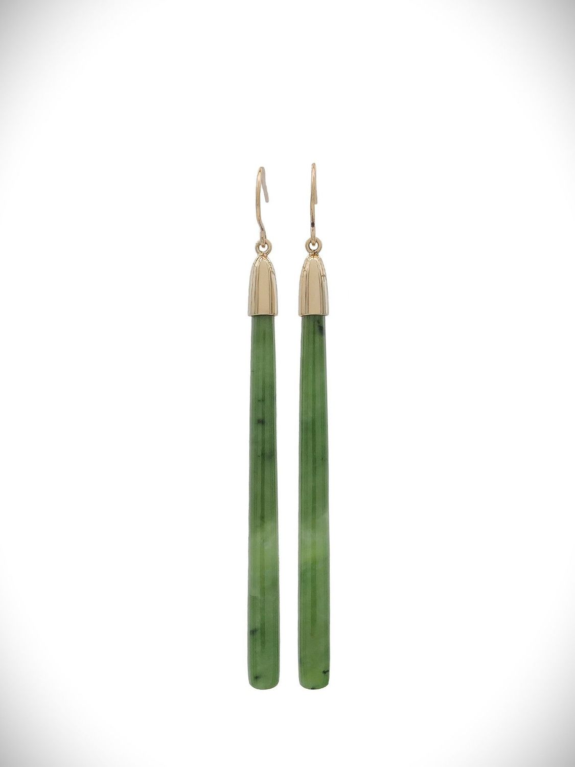 Moko Pounamu NZ Kahurangi Greenstone & 9ct Gold Earrings - Taheke