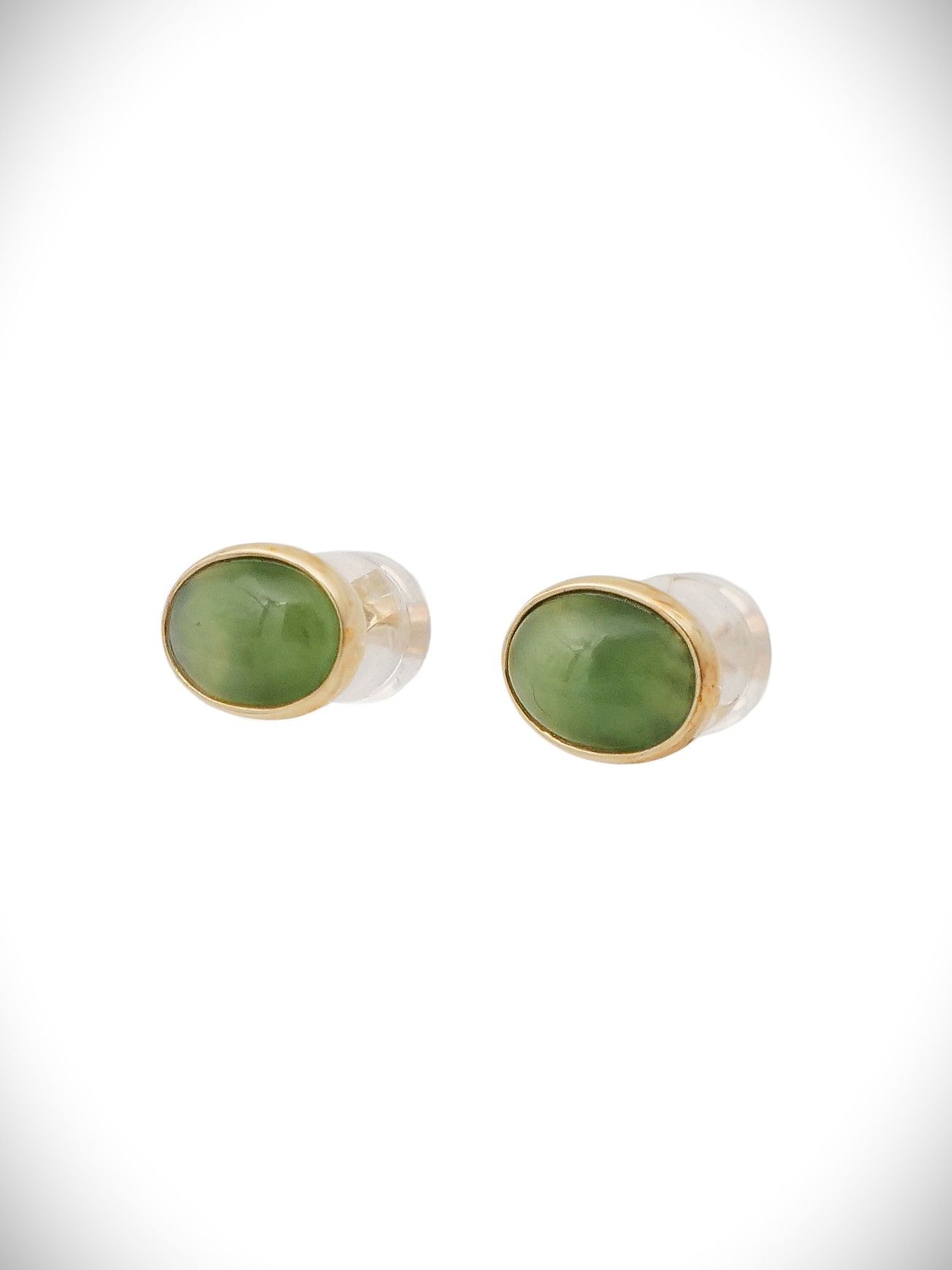 Moko Pounamu Stud Earrings Genuine NZ Kahurangi Greenstone & 9ct Gold - Kaikou