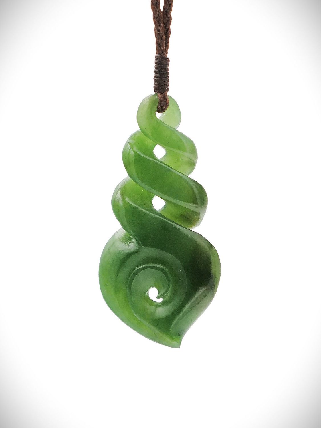 Moko Pounamu Triple Pikorua (Twist) NZ Genuine Kahurangi Greenstone - Okahu Moko Pounamu Triple Pikorua (Twist) NZ Genuine Kahurangi Greenstone - Okahu