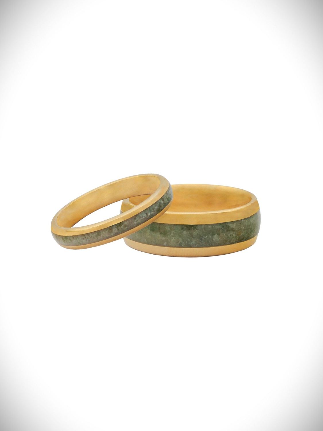 Moko Pounamu Couples Ring Set Gold Plated Tungsten Carbide & Genuine NZ Kawakawa Greenstone Band Rings GTBR-CP 4mm +8mm Moko Pounamu Couples Ring Set Gold Plated Tungsten Carbide & Genuine NZ Kawakawa Greenstone Band Rings GTBR-CP 4mm +8mm