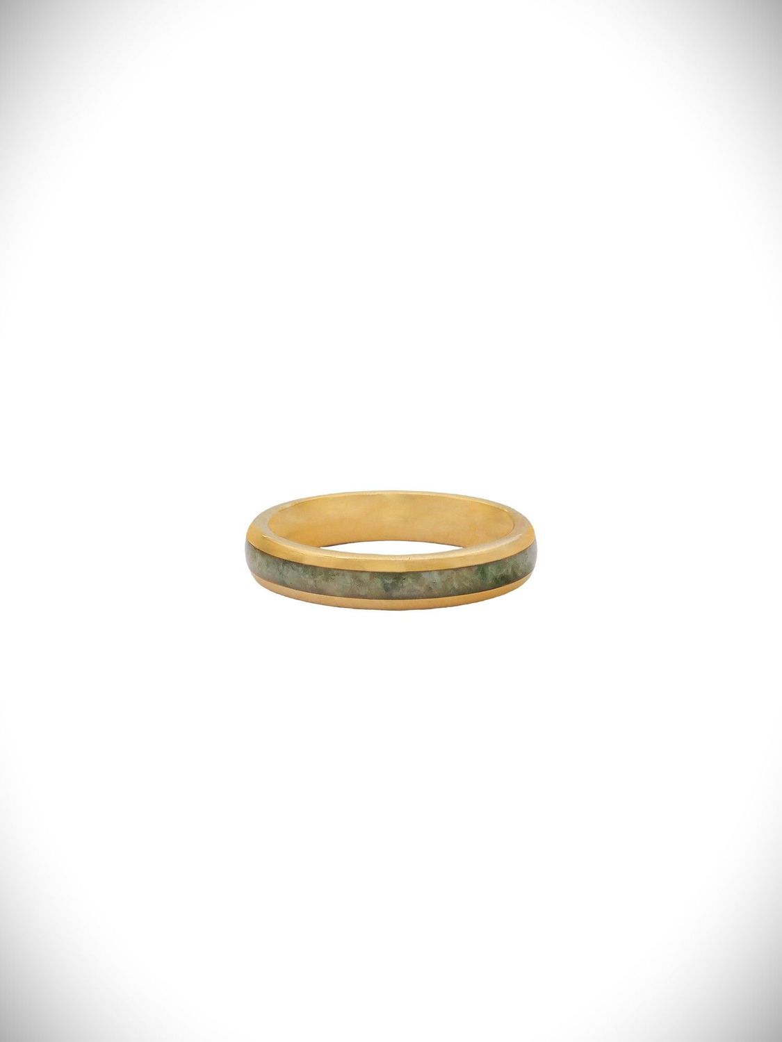 Moko Pounamu Gold Plated Tungsten Carbide & Genuine NZ Kawakawa Greenstone Band Ring 4mm GTBR4 Moko Pounamu Gold Plated Tungsten Carbide & Genuine NZ Kawakawa Greenstone Band Ring 4mm GTBR4