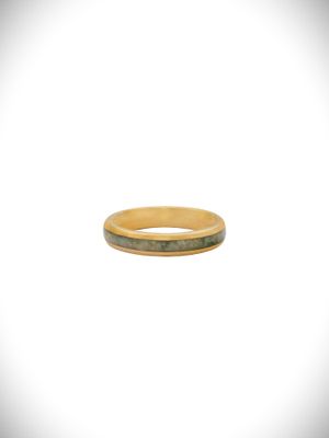Moko Pounamu Gold Plated Tungsten Carbide & Genuine NZ Kawakawa Greenstone Band Ring 4mm GTBR4 Moko Pounamu Gold Plated Tungsten Carbide & Genuine NZ Kawakawa Greenstone Band Ring 4mm GTBR4