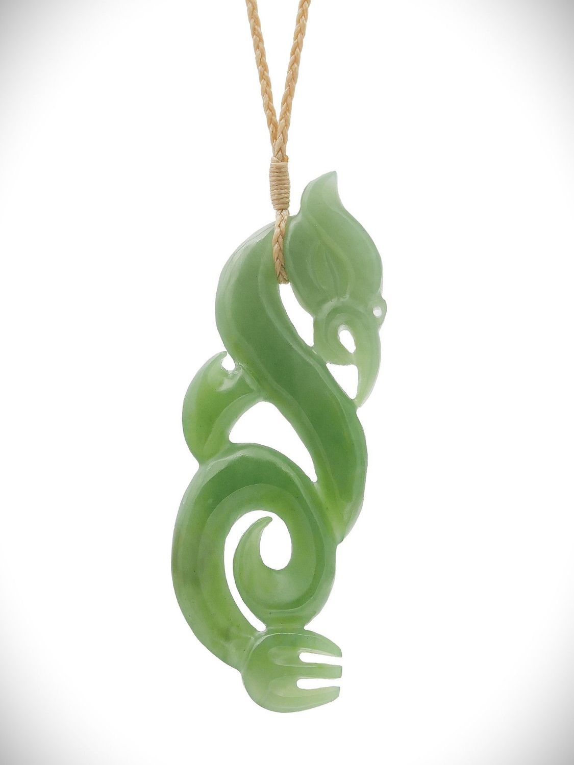 Moko Pounamu Manaia NZ Genuine Inanga Greenstone - Kia Toa