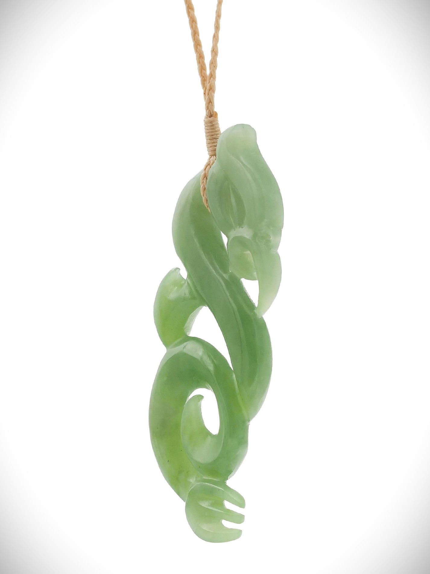 Moko Pounamu Manaia NZ Genuine Inanga Greenstone - Kia Toa
