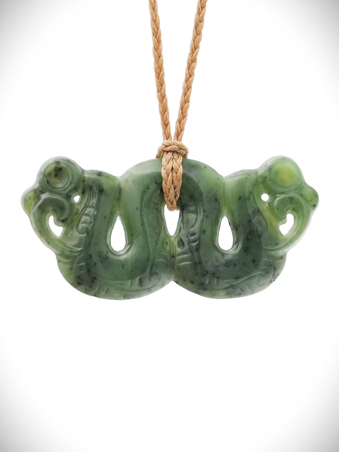 Moko Pounamu Peka Peka NZ Genuine Kawakawa Greenstone - Waitati