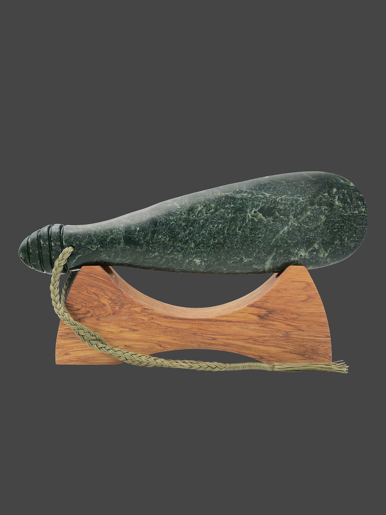 Moko Pounamu Mere Sculpture NZ Genuine Kawakawa Pounamu - Oruawharo