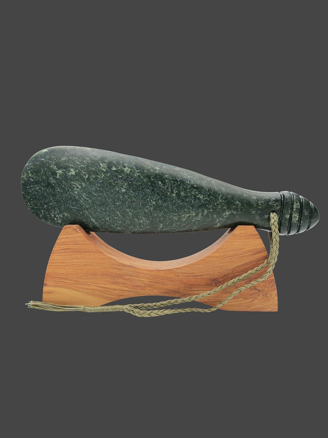 Moko Pounamu Mere Sculpture NZ Genuine Kawakawa Pounamu - Oruawharo